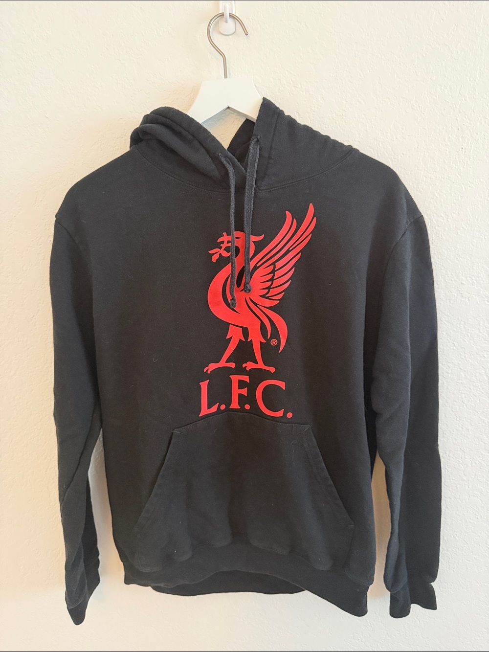 Liverpool Black Hoodie with Red L.F.C. Crest Size M